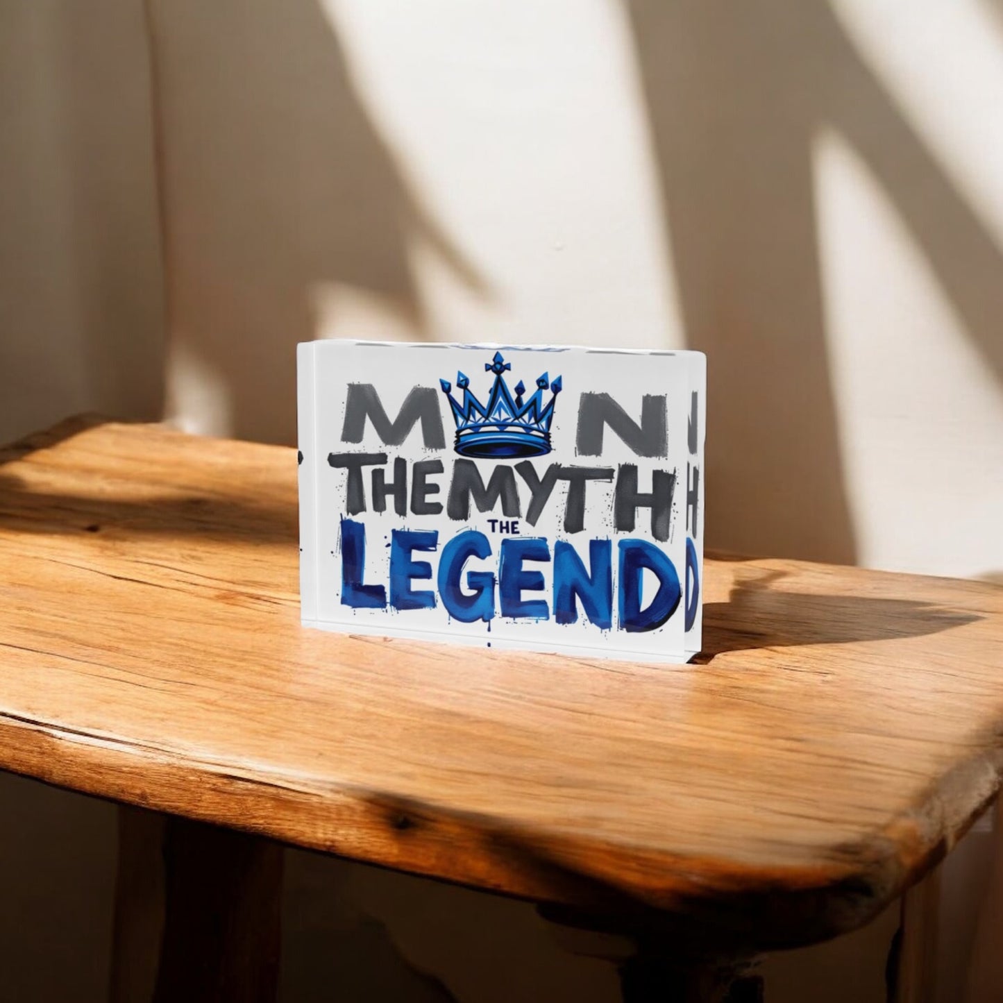 The Man The Myth The Legend Dad Crystal Block Table Decor
