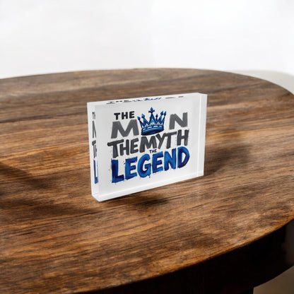 The Man The Myth The Legend Dad Crystal Block Table Decor