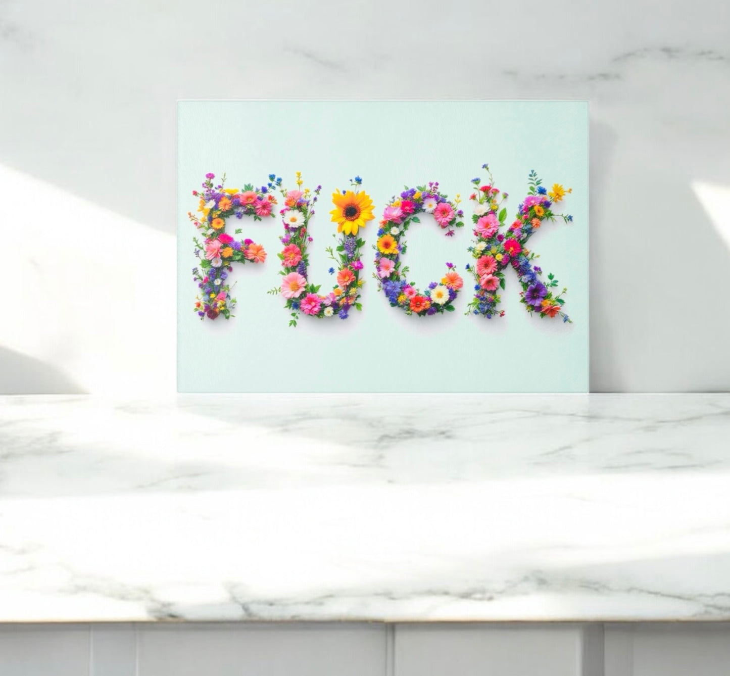 Fuck Flowers Glass Cutting Charcuterie Board
