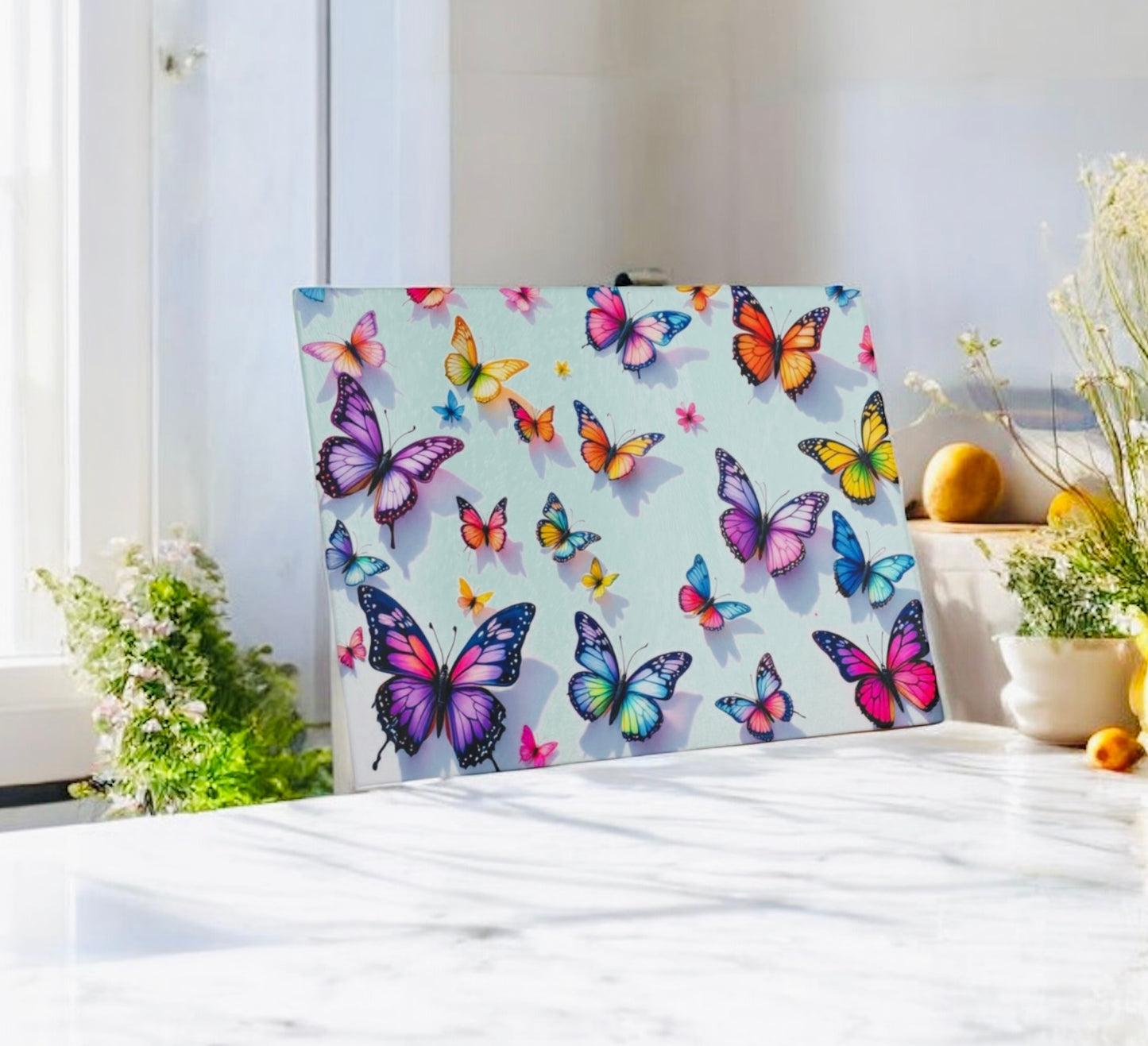 Summer Butterflies Cutting Board Serving Platter