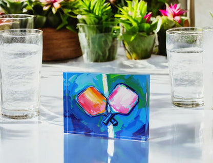 Pickleball Lover Crystal Block Table Decor