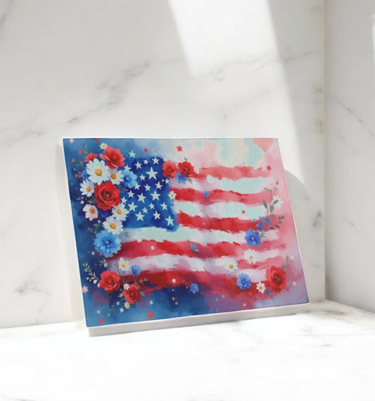 Red White And Blue American Flag Cutting Board Serving Platter