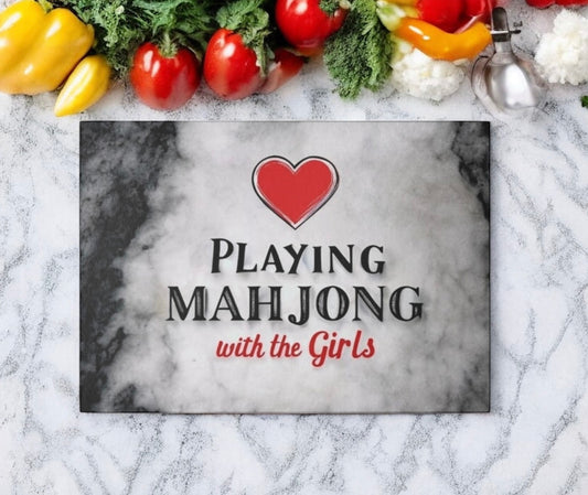 Mahjong With The Girls Glass Cutting Board