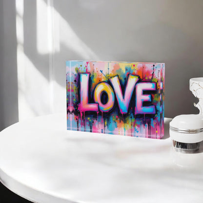 Graffiti LOVE Crystal Block Table Decor