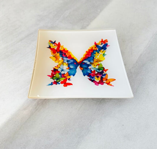 Butterfly Glass Trinket Tray