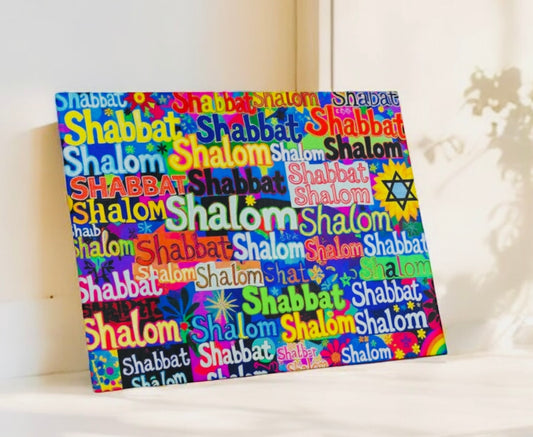 Shabbat Shalom Collage Cutting Board Serving Platter