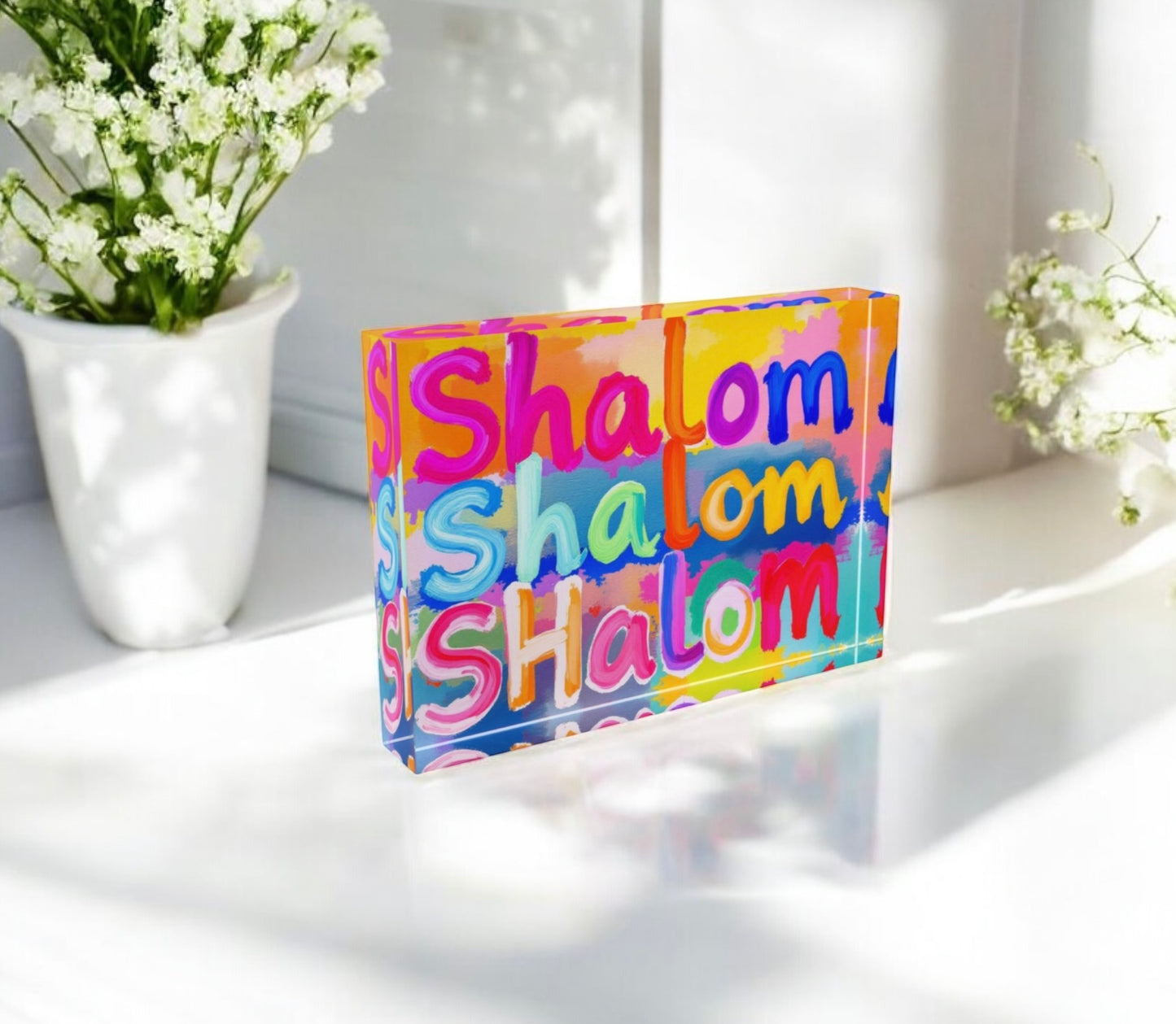 Shalom Art Crystal Block Table Decor