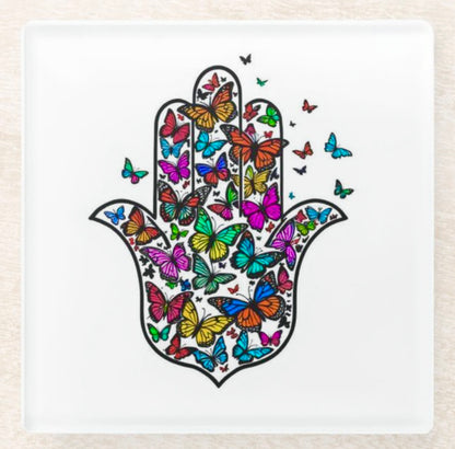 Oh So Pretty Hamsa and Butterflies Coaster Set