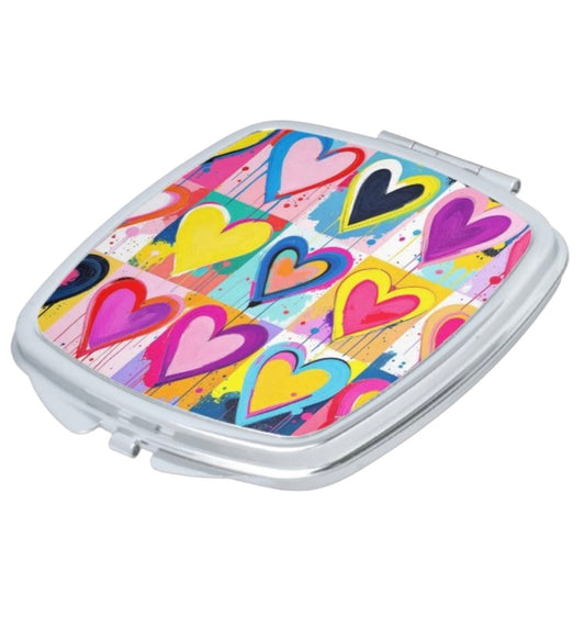 Abstract Hearts Pocket Mirror