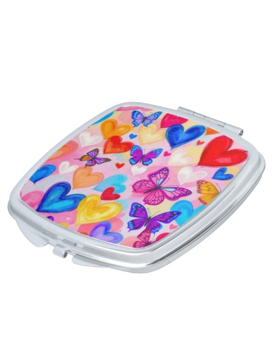 Hearts and Butterflies Pocket Mirror