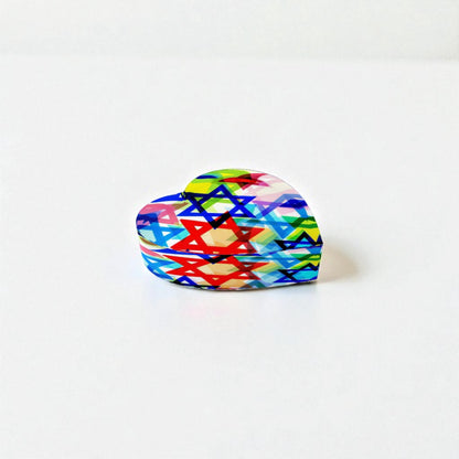Star Of David Crystal Heart Paperweight