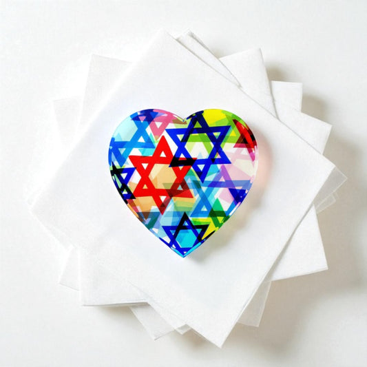 Star Of David Crystal Heart Paperweight