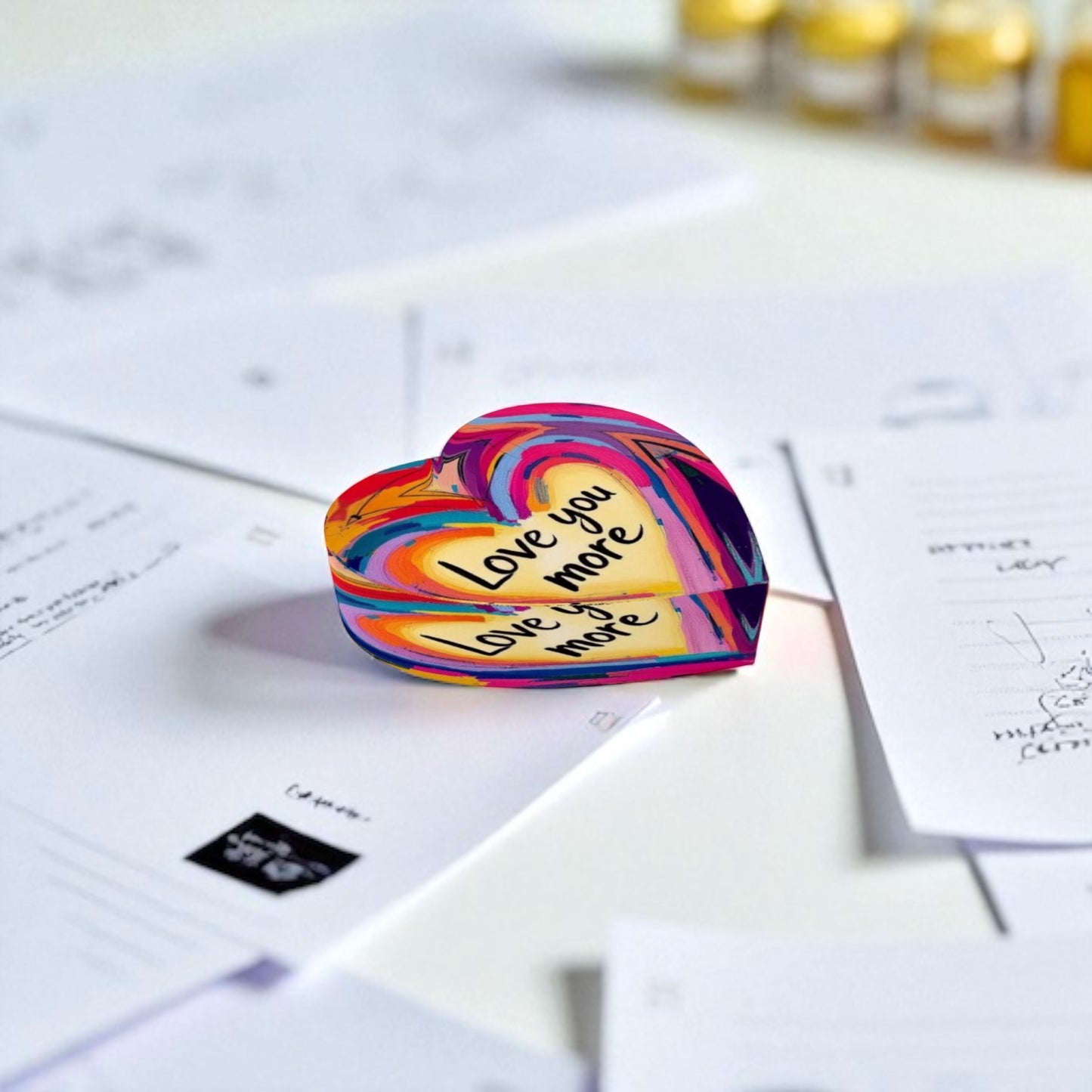 Love You More Crystal Heart Paperweight