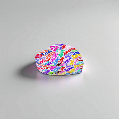 Love Collage Crystal Heart Paperweight