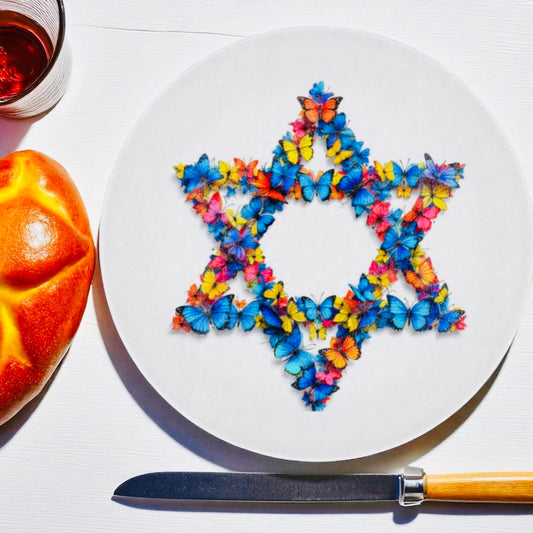Star Of David Butterfly Cutting Board Challah Board
