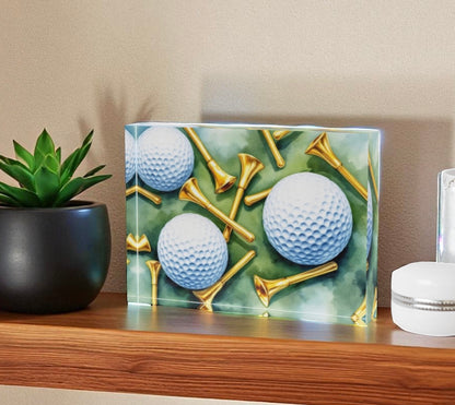 Golf Lover Gift For Him Crystal Block