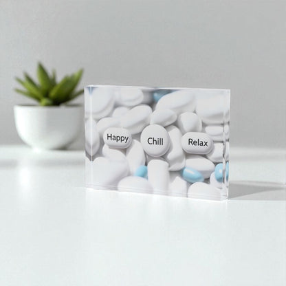 Happy Chill Relax Pill Crystal Block