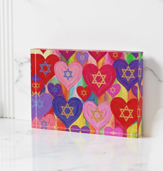 Star Of David Hearts Crystal Block