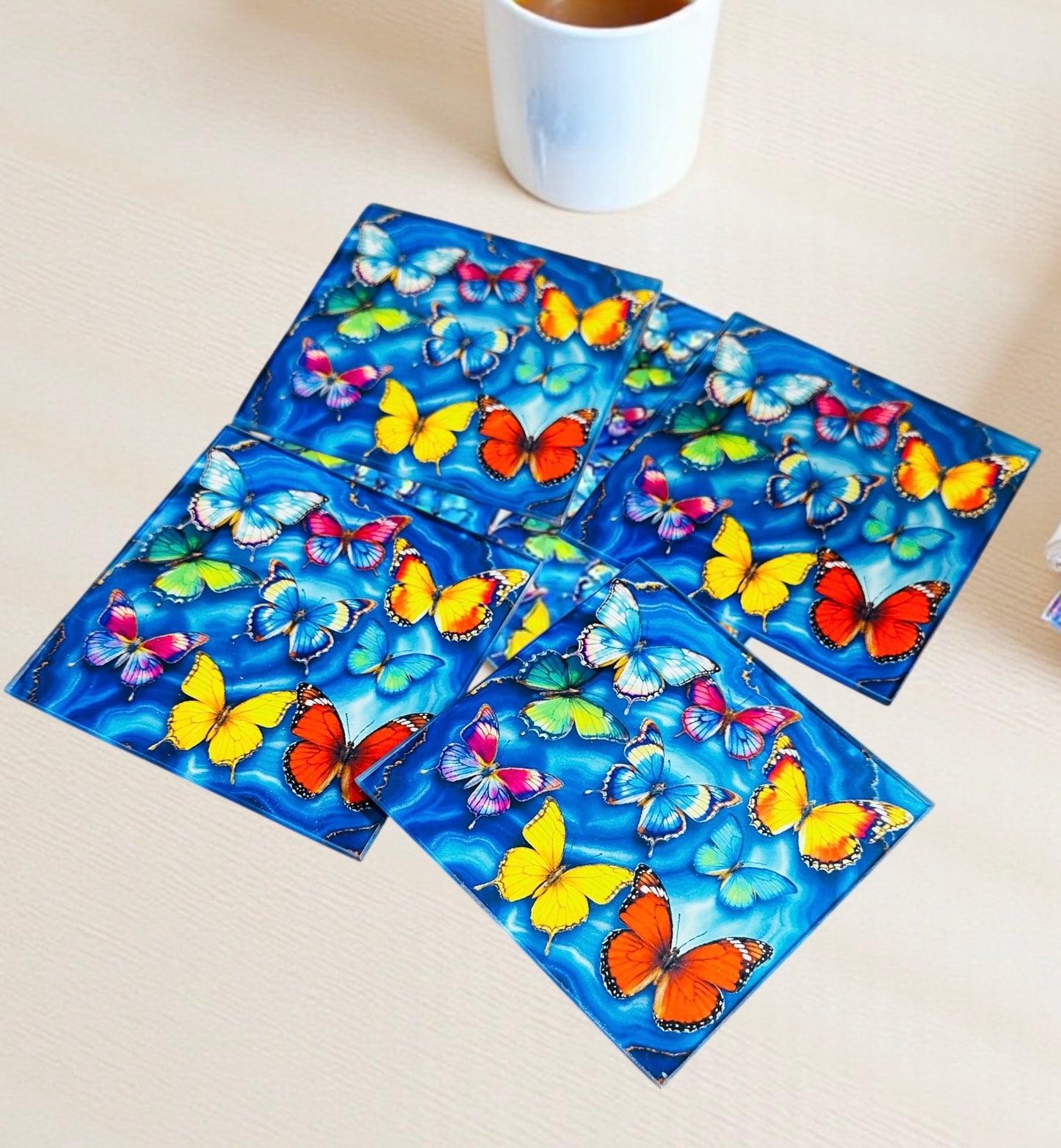 Butterfly Agate Coaster Set