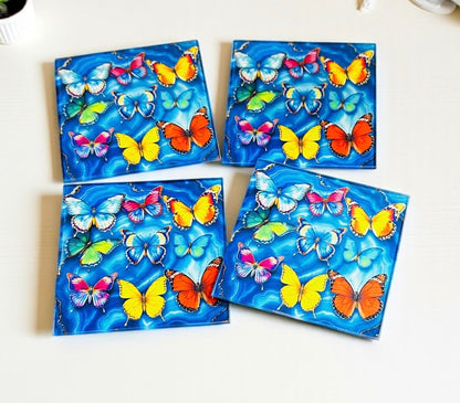 Butterfly Agate Coaster Set