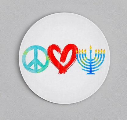 Peace Love Hanukkah Menorah Judaica Cutting Board Platter