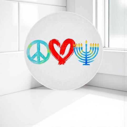 Peace Love Hanukkah Menorah Judaica Cutting Board Platter