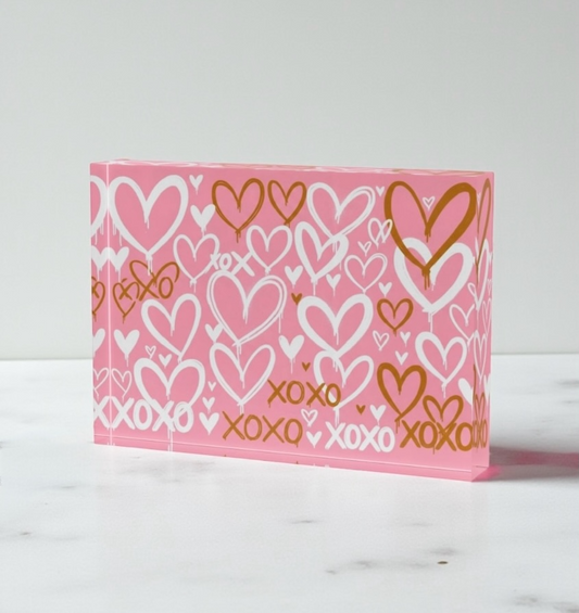 XOXO Hearts Crystal Block