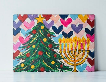 Chrismukkah Hanukkah Christmas Hearts Cutting Board Serving Platter