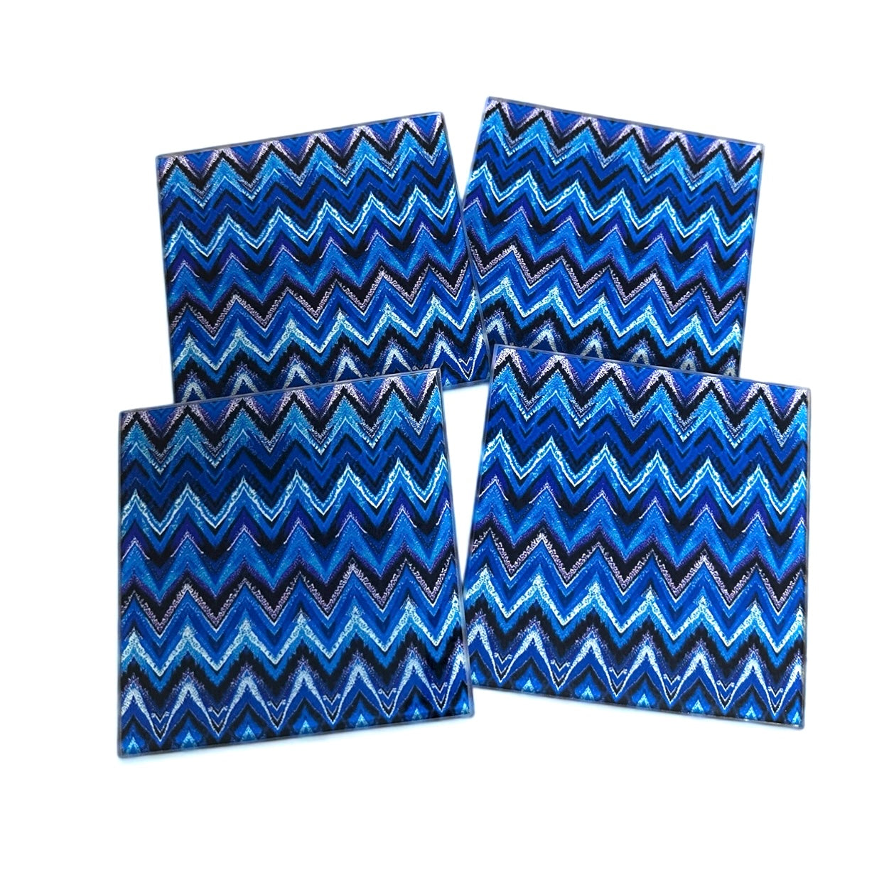 Abstract Zig Blues Coaster Set