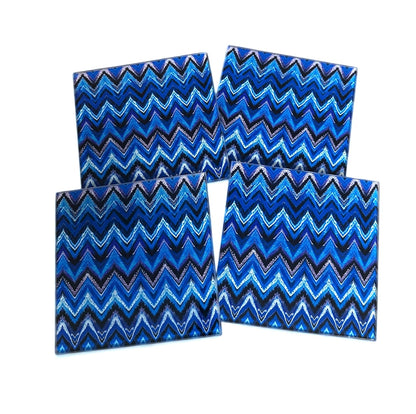 Abstract Zig Blues Coaster Set