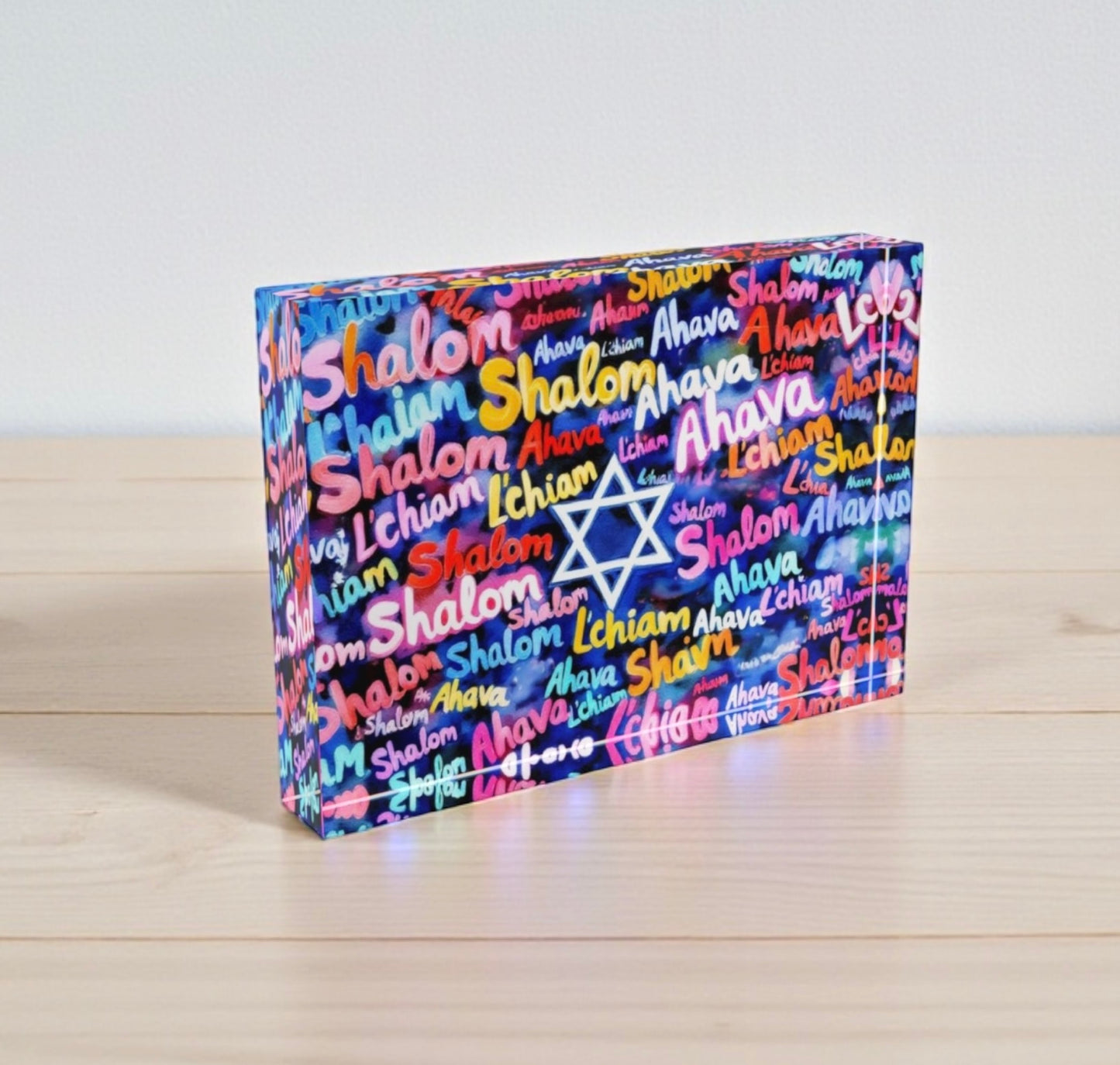 Shalom L’Chaim Ahava Crystal Block