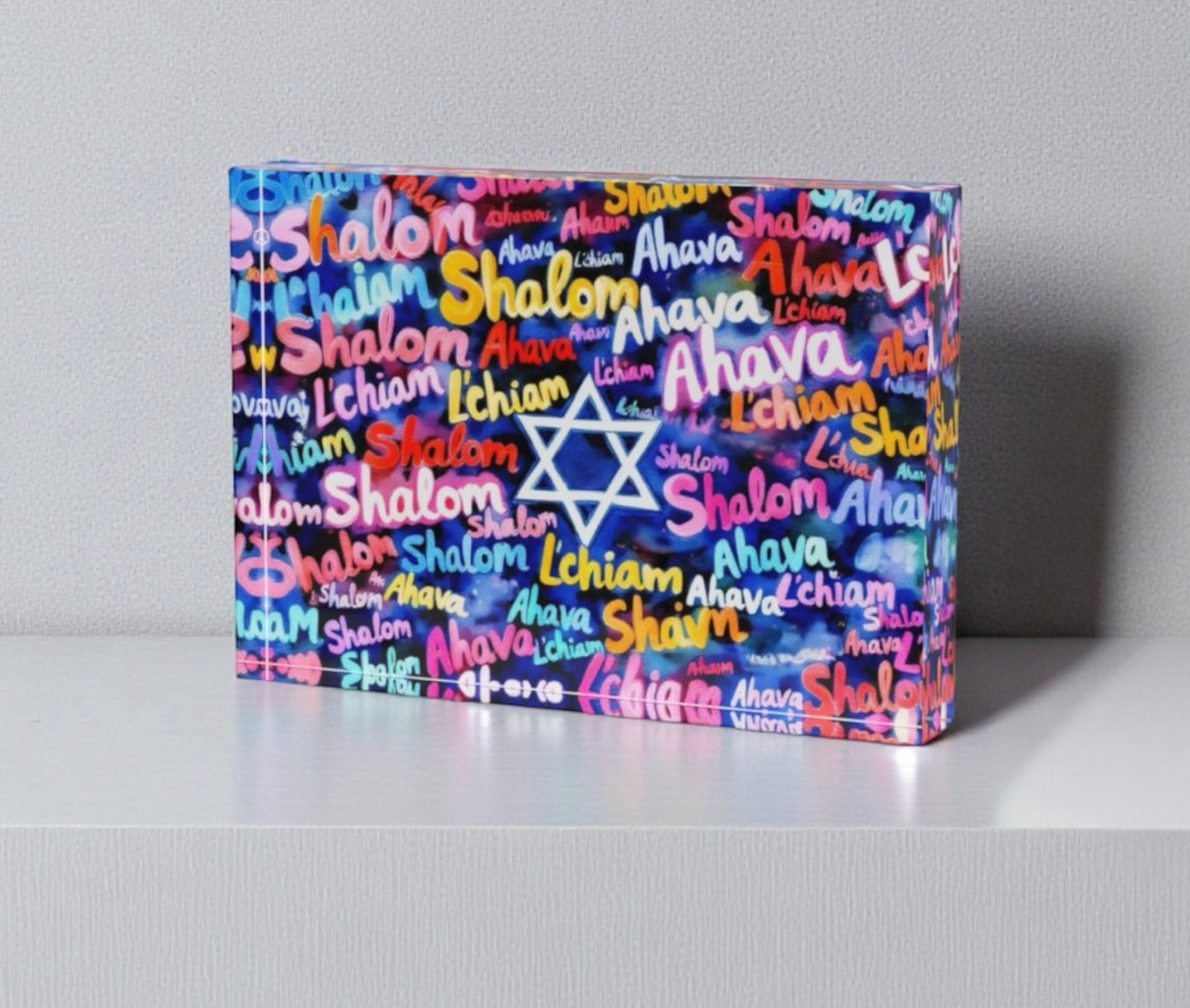 Shalom L’Chaim Ahava Crystal Block