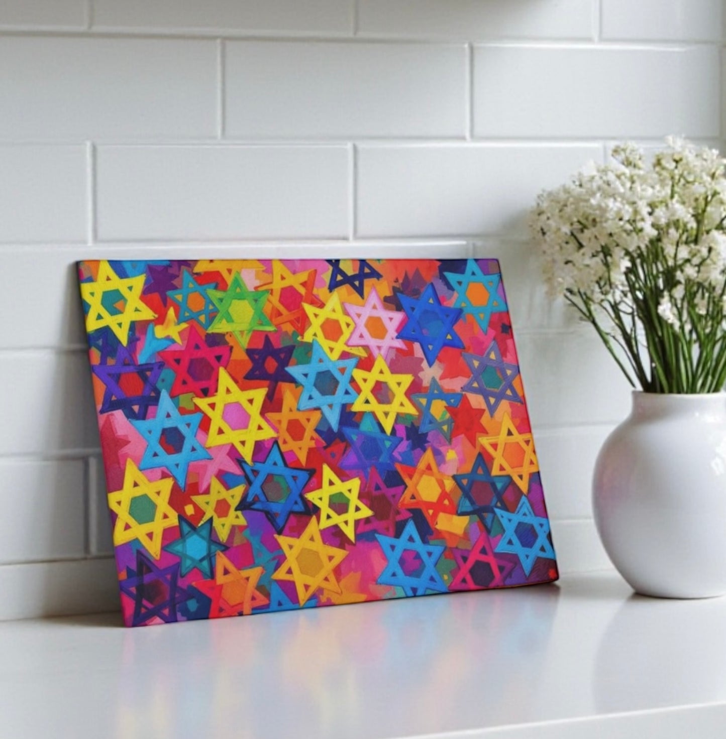 Star Of David Judaica Art Cutting Board Candle Board