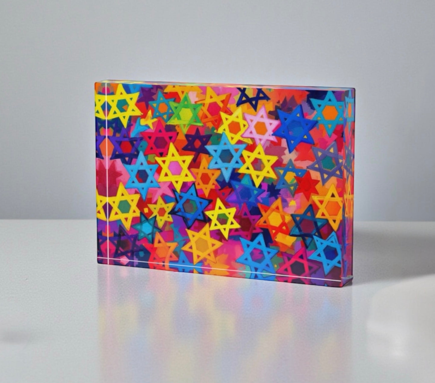 Star Of David Judaica Art Crystal Block