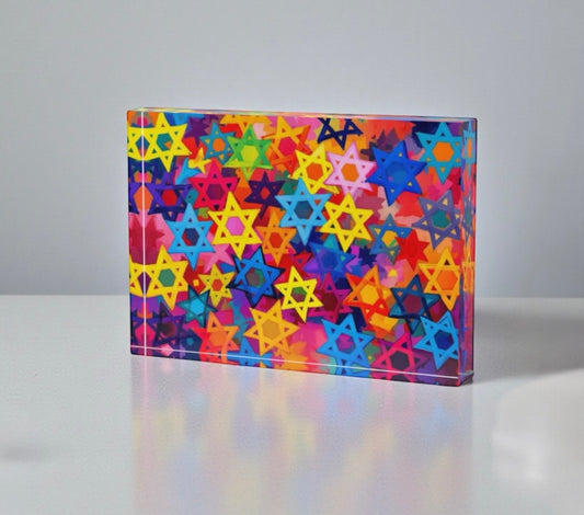 Star Of David Judaica Art Crystal Block