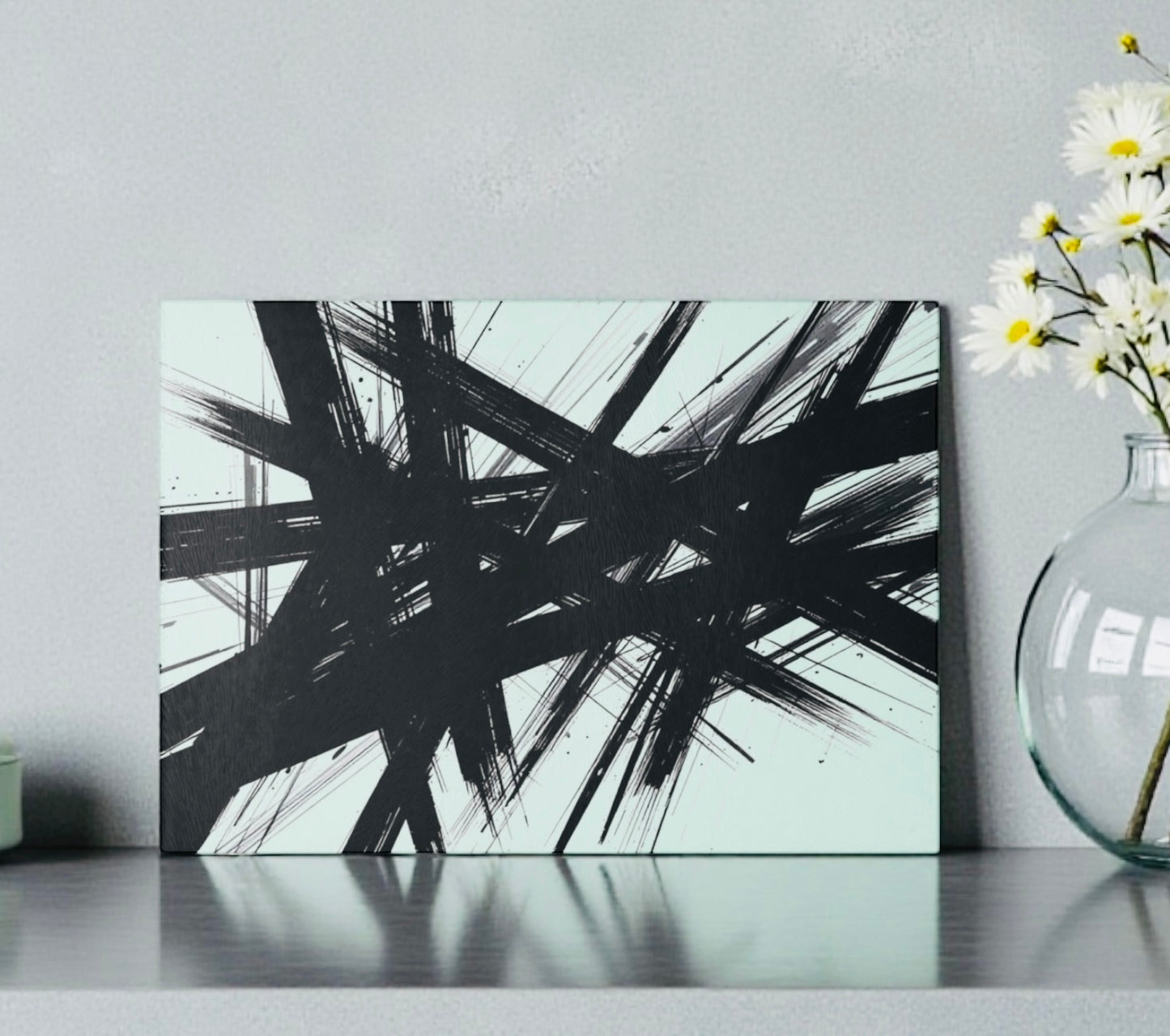 Abstract Black White Cutting Board