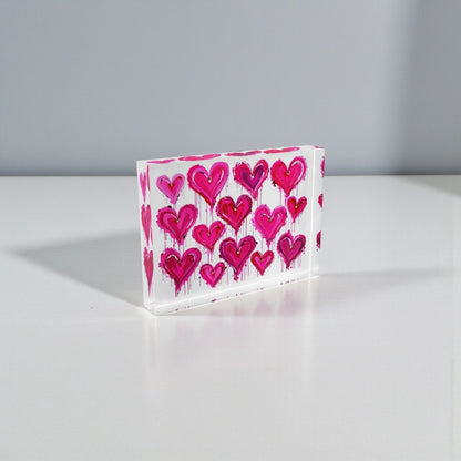 All The Love Hearts Crystal Block