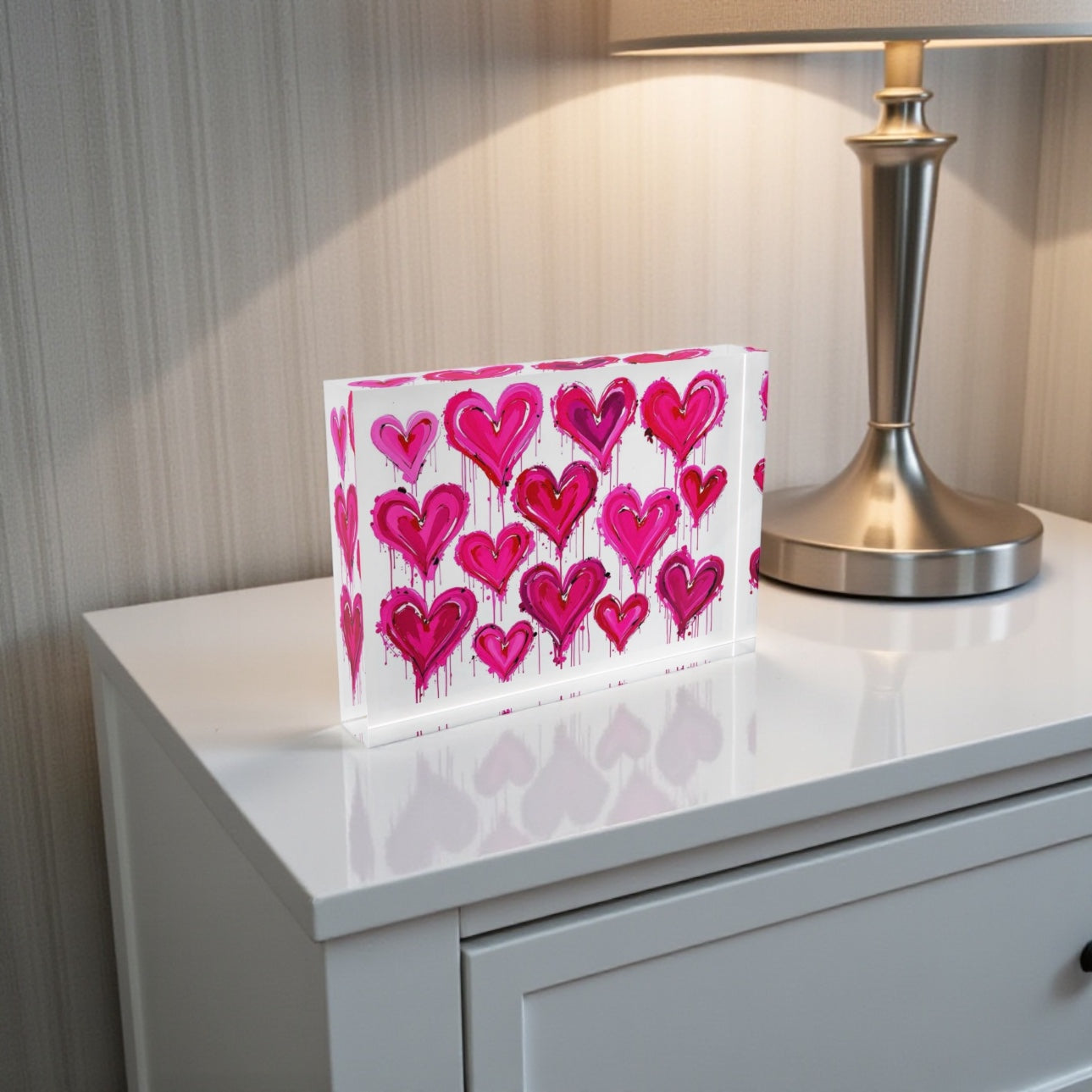 All The Love Hearts Crystal Block