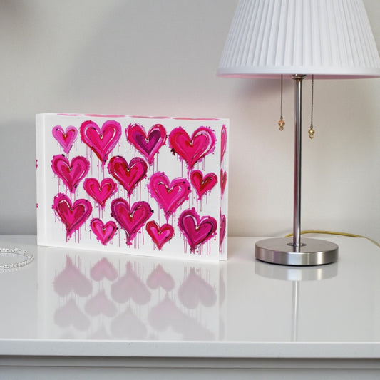 All The Love Hearts Crystal Block