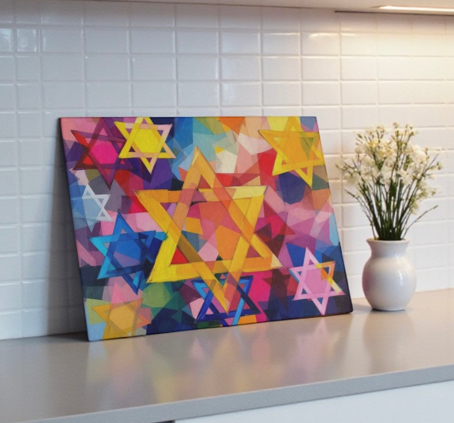 Star Of David Art Candle Board Cutting Board