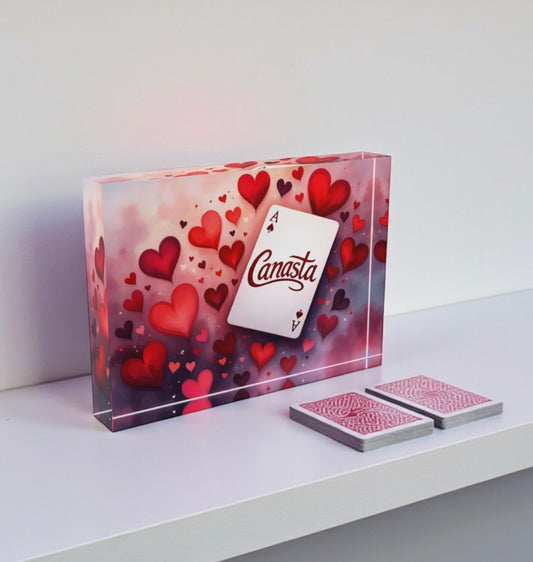 Canasta Lover Crystal Block Table Decor