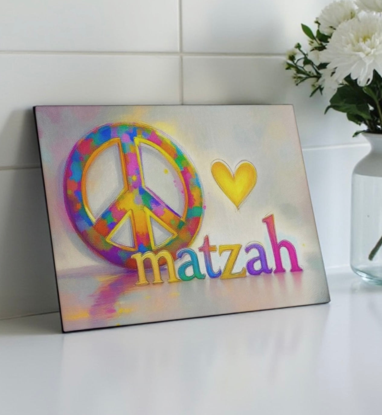 Peace Love Matzah Passover Holiday Cutting Board Charcuterie