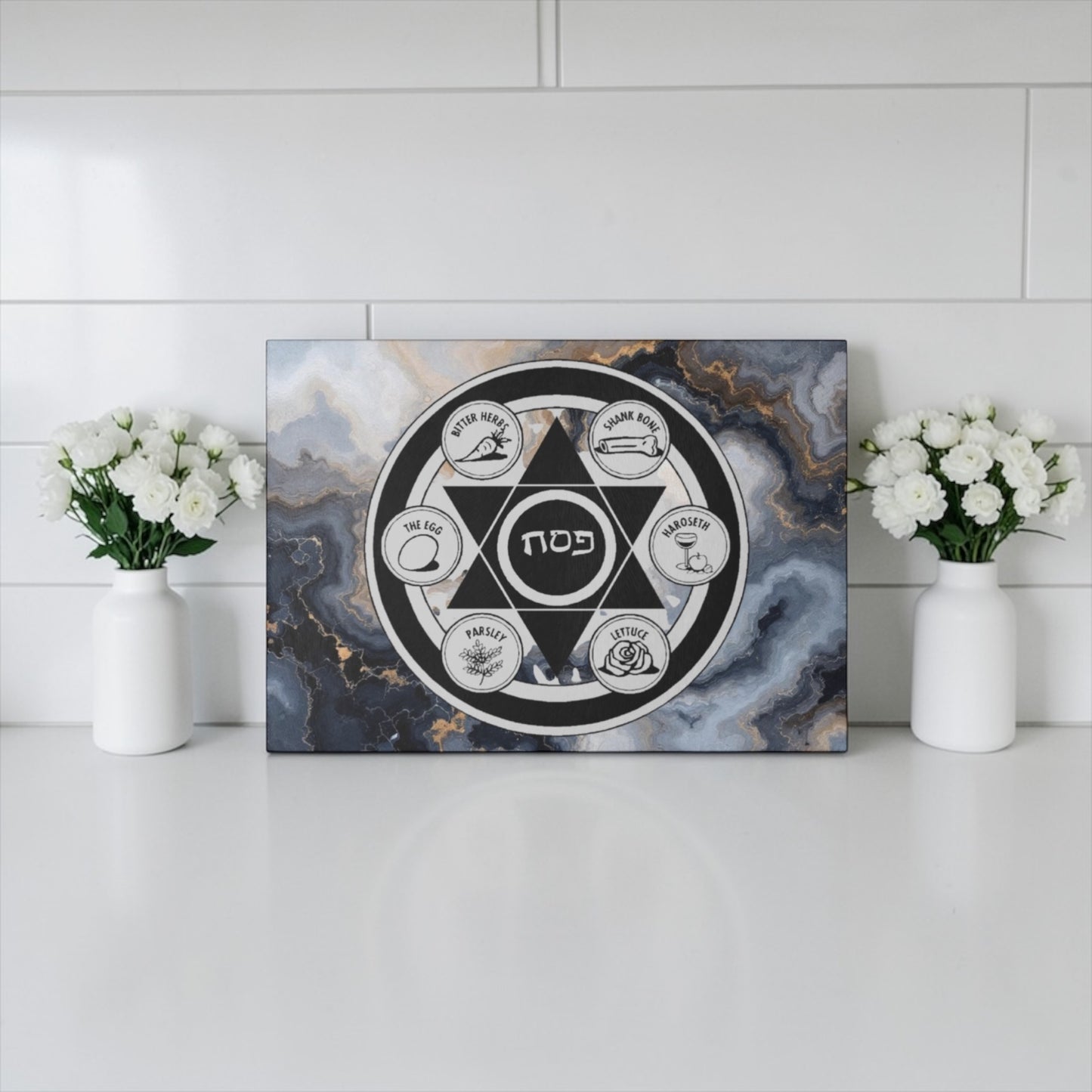 Agate Seder Plater Passover Glass Board