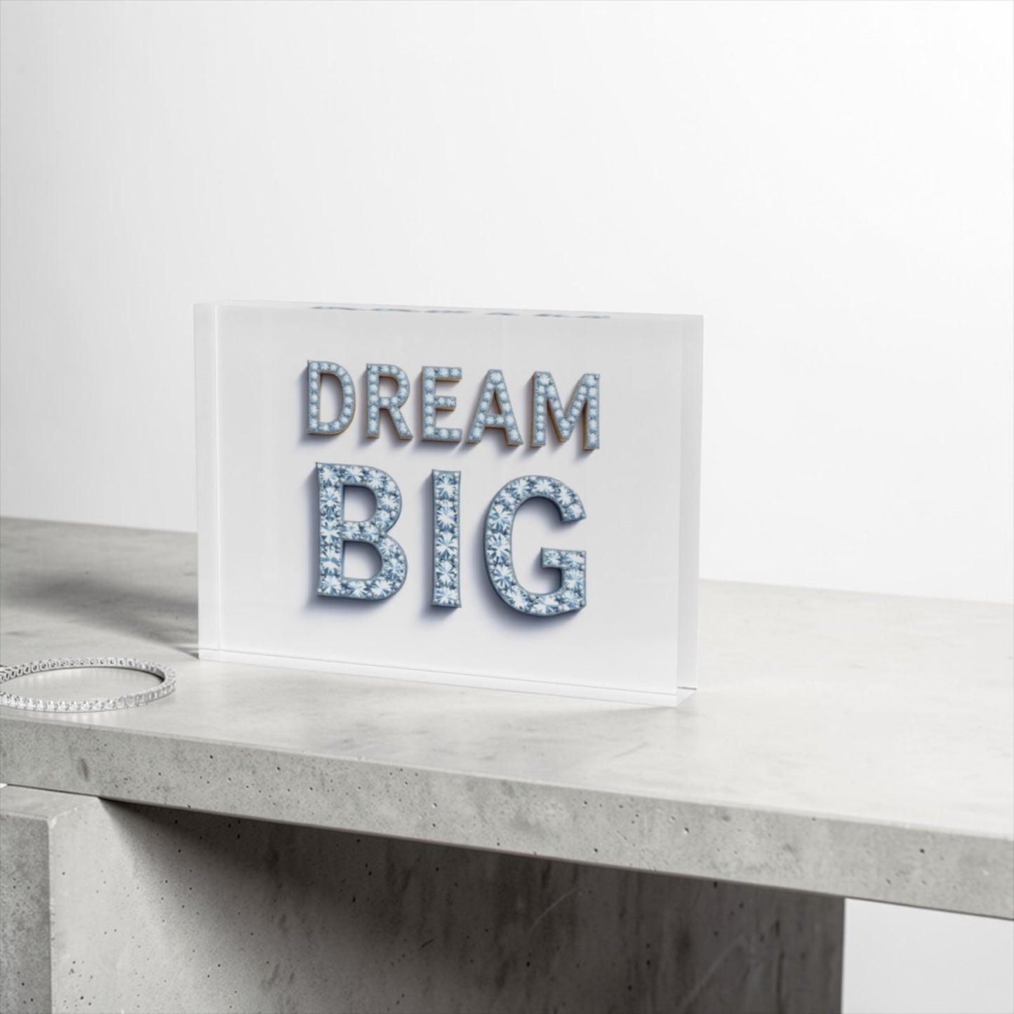 Dream Big Diamonds Inspirational Crystal Block Table Decor