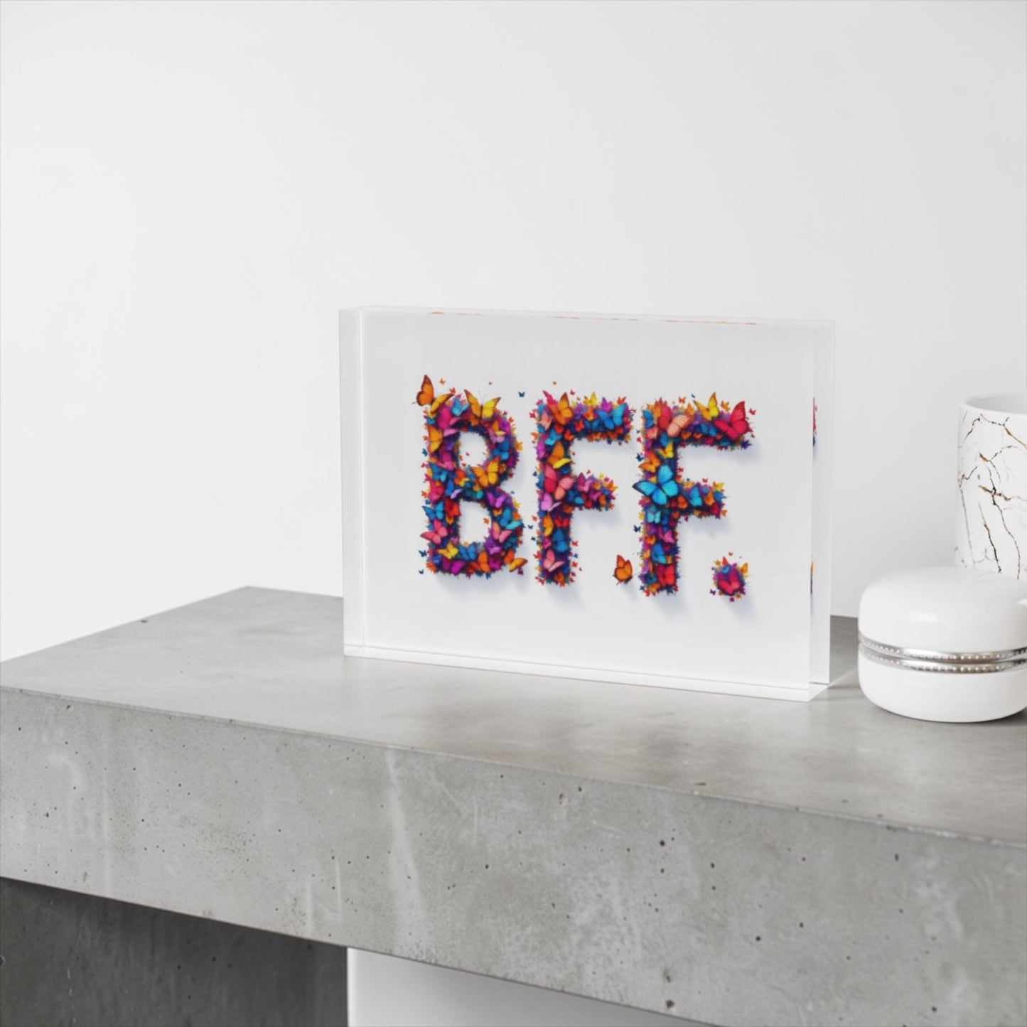 B.F.F Best Friends Butterfly Crystal Bloc Table Decor