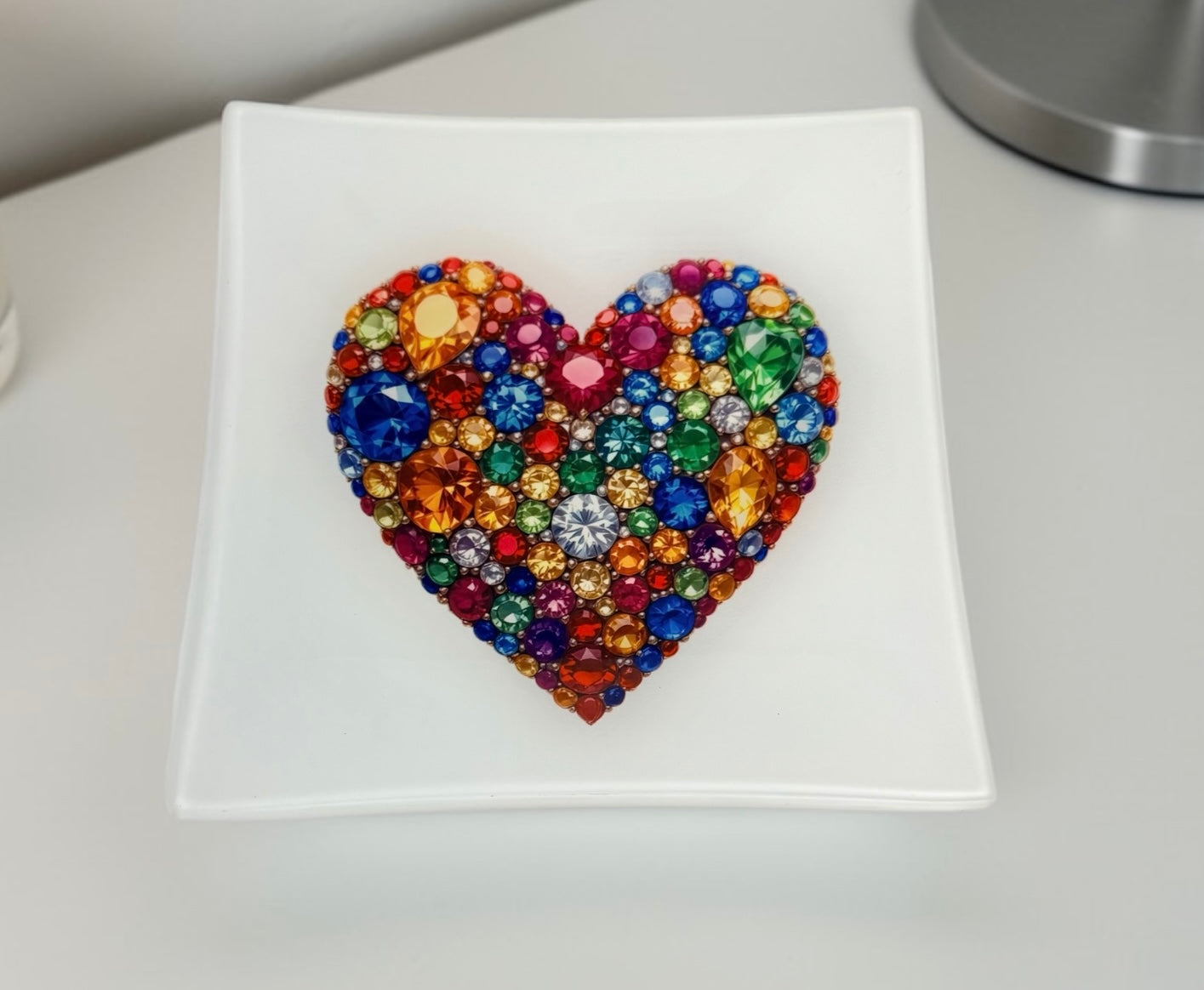 Gems and Diamonds Love Heart Trinket Tray Catchall