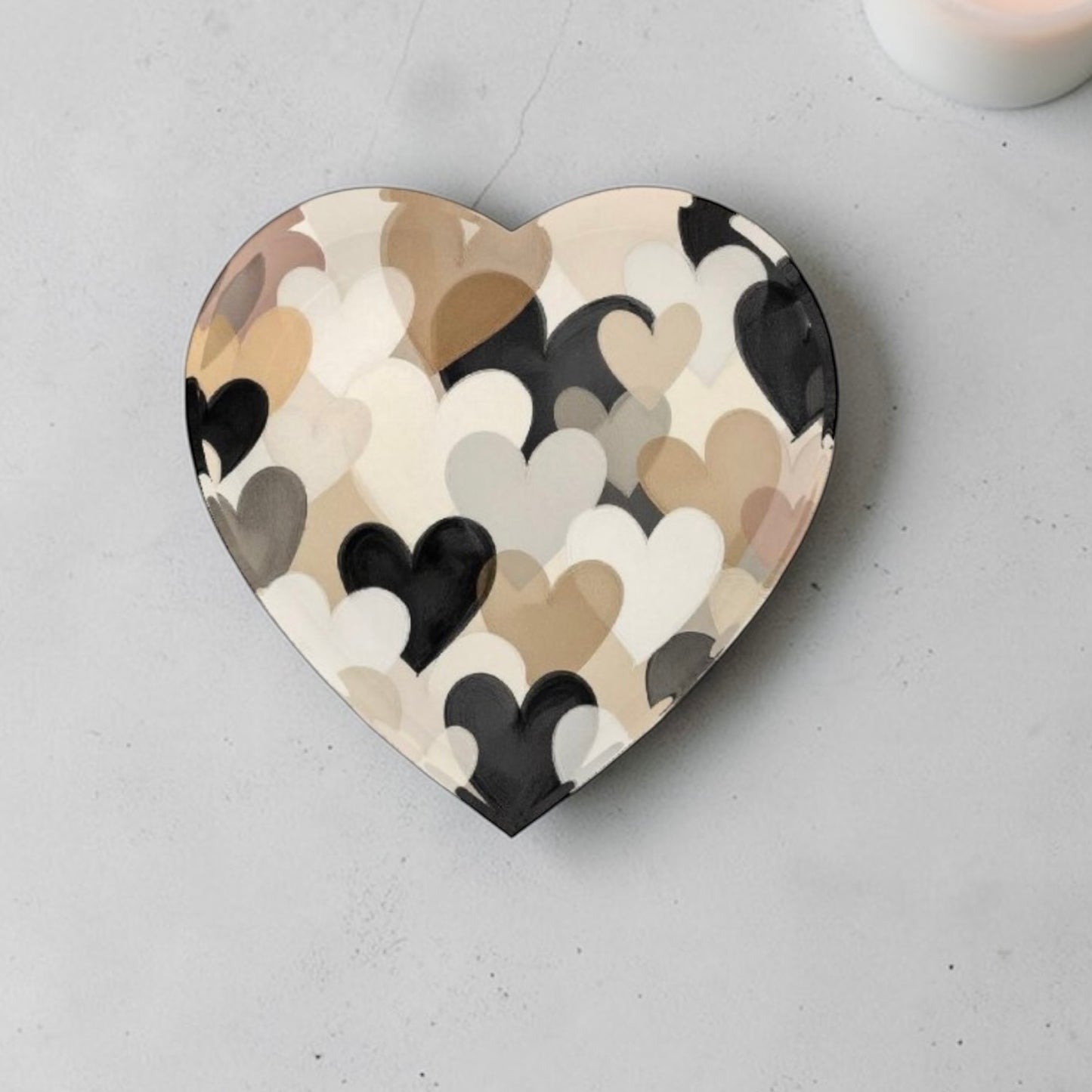 Neutral Hearts Crystal Heart Paperweight Table Decor