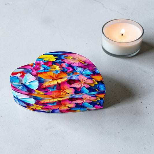 3D Colorful Butterfly  Crystal Heart Paperweight Table Decor