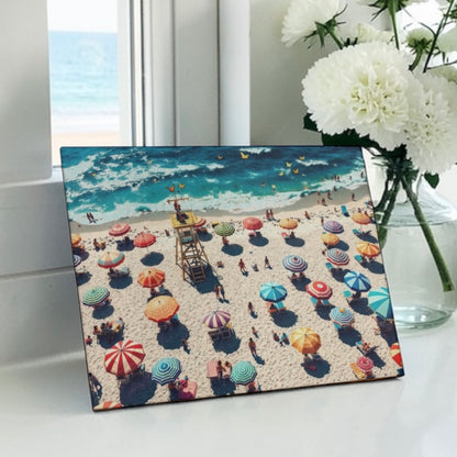 Retro Beach Scene Cutting Board