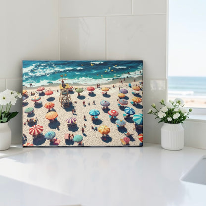 Retro Beach Scene Cutting Board